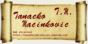 Tanacko Mačinković vizit kartica